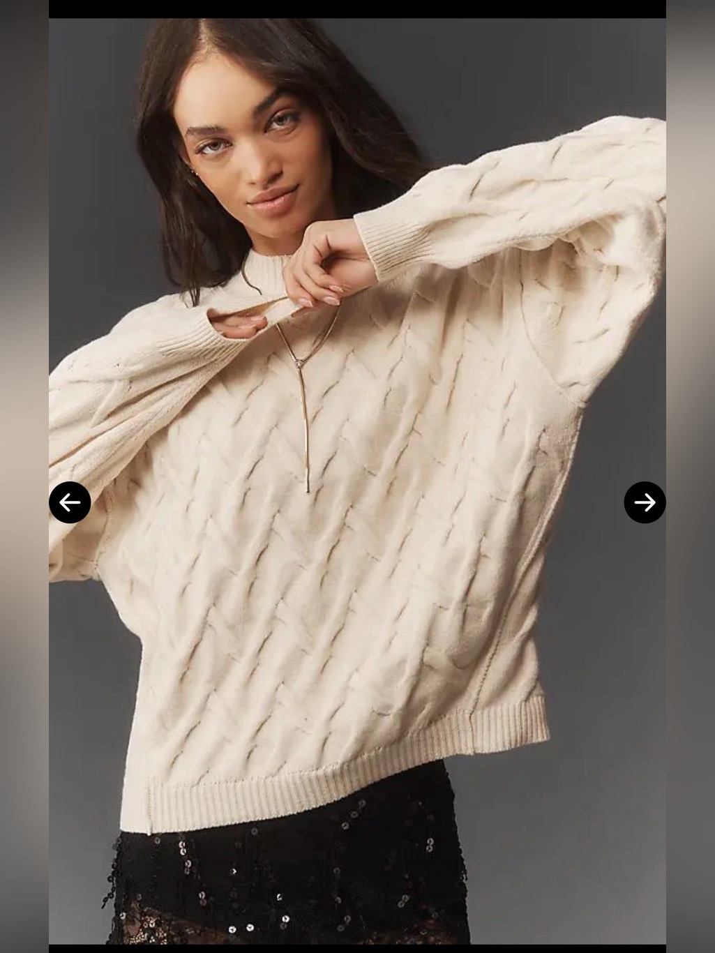 Anthropologie Mock-Neck Cable Knit Pullover Sweater , Xs